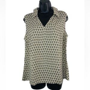 Cabi Womens Sleeveless Bitmap Blouse Top